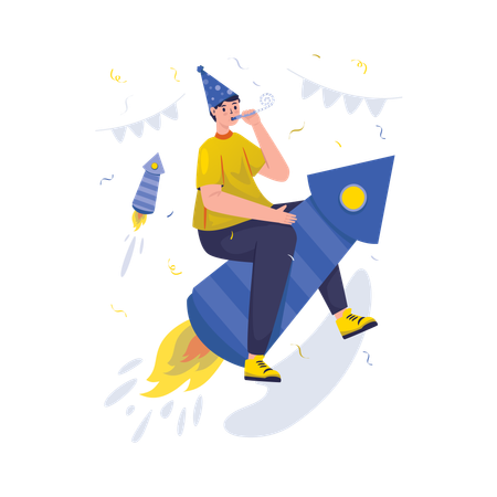 Free A man on firecracker  Illustration