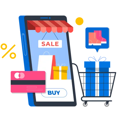 Free Aplicación de compras en línea  Ilustración
