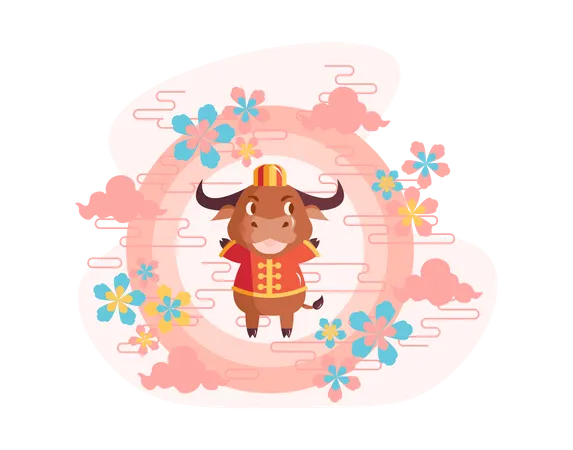 Free Chinese new year 2021 year of the ox  イラスト