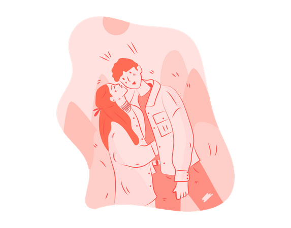 Free Couple kissing on Cheeks  Illustration