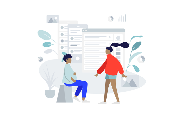 Free Les développeurs discutent du wireframe  Illustration