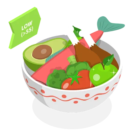 Free Diet food bowl for person suffering from glycemic disease  Illustration