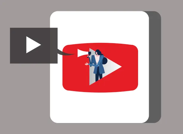 Free Femme tenant un mégaphone sur l'icône de l'application vidéo  Illustration
