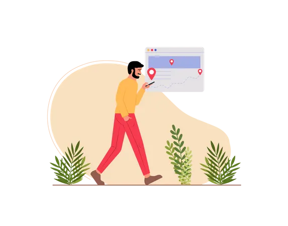 Free Homme recherchant un emplacement à l'aide du GPS  Illustration