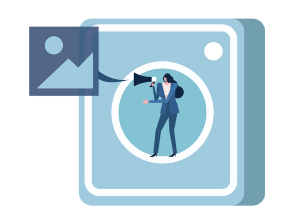 Free Mujer Sosteniendo Megáfono En El Icono De La Aplicación De Fotografía.  Ilustración