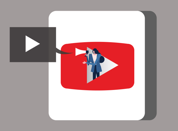 Free Mulher segurando um megafone no ícone do aplicativo de vídeo  Ilustração