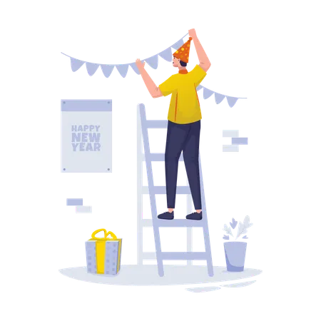 Free New Year's party decoration  イラスト