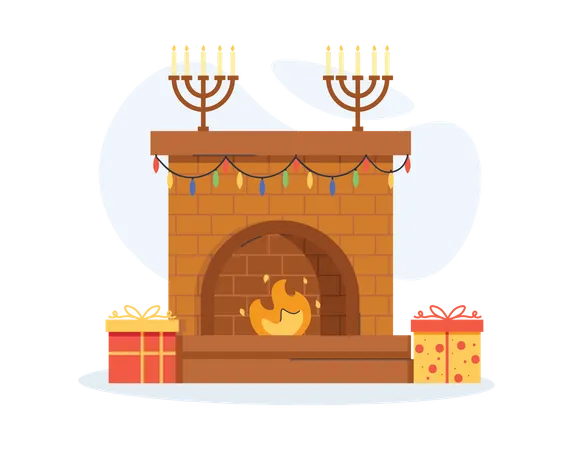 Free Sala de estar con regalos  Ilustración