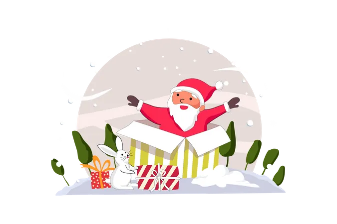 Free Santa Claus and gift  イラスト