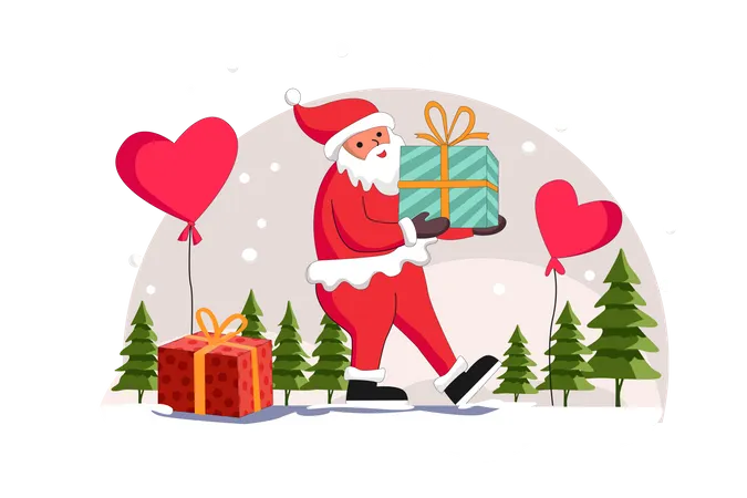 Free Santa Claus brings presents  Illustration
