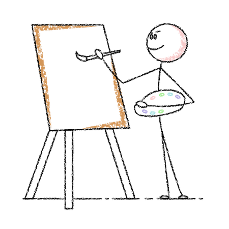 Free Stick man Painting on Canvas  Illustration