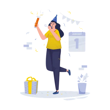 Free Une femme siffle un petit coup de sifflet  Illustration