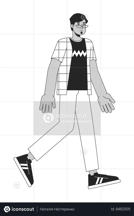 Arab man in eyeglasses walking  Illustration