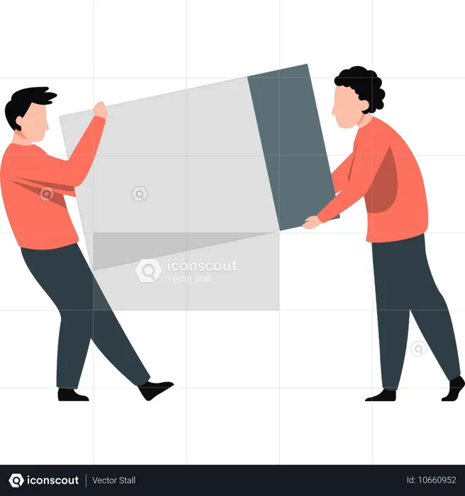 Boys holding parcel box  Illustration