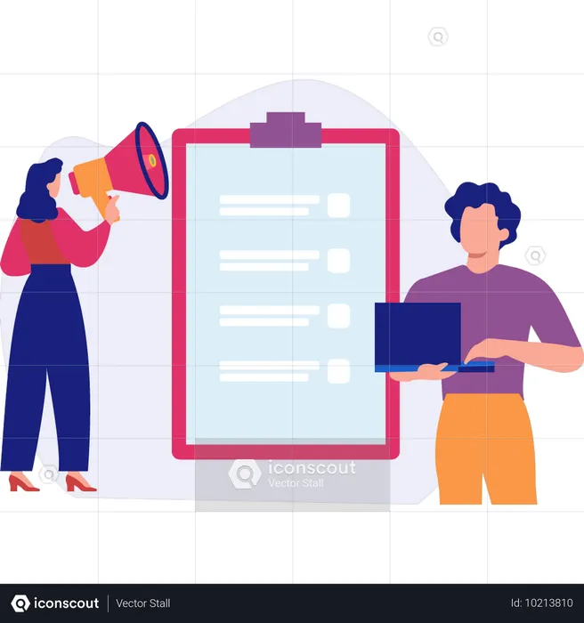 Business team discuss about checklist document  Illustration