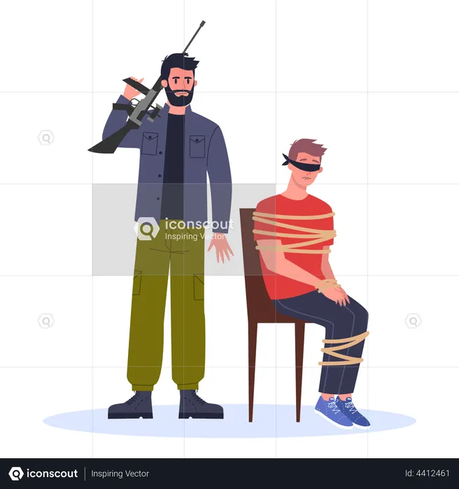 Criminosos mantêm homem como refém  Ilustração