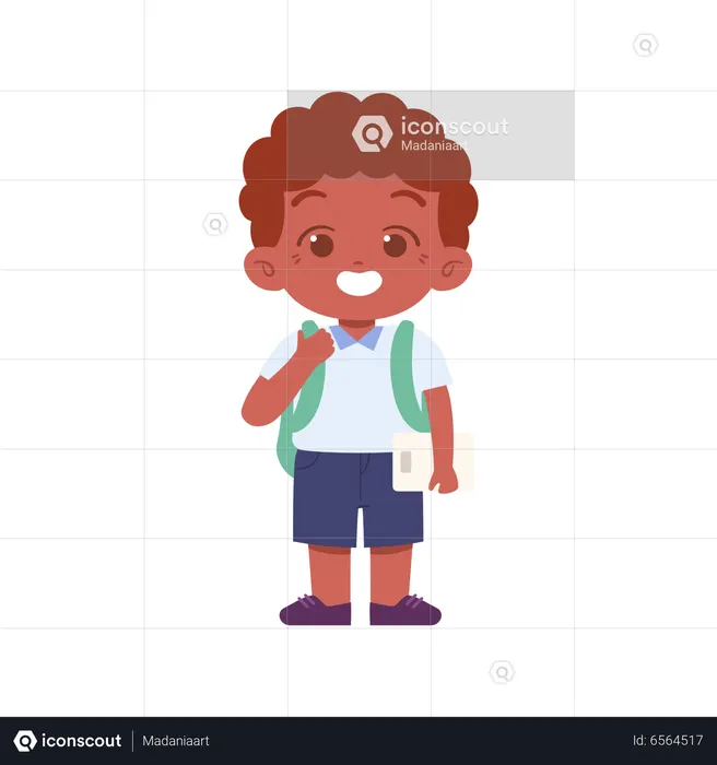 Kid Boy Get Ready For Going To School  Illustration
