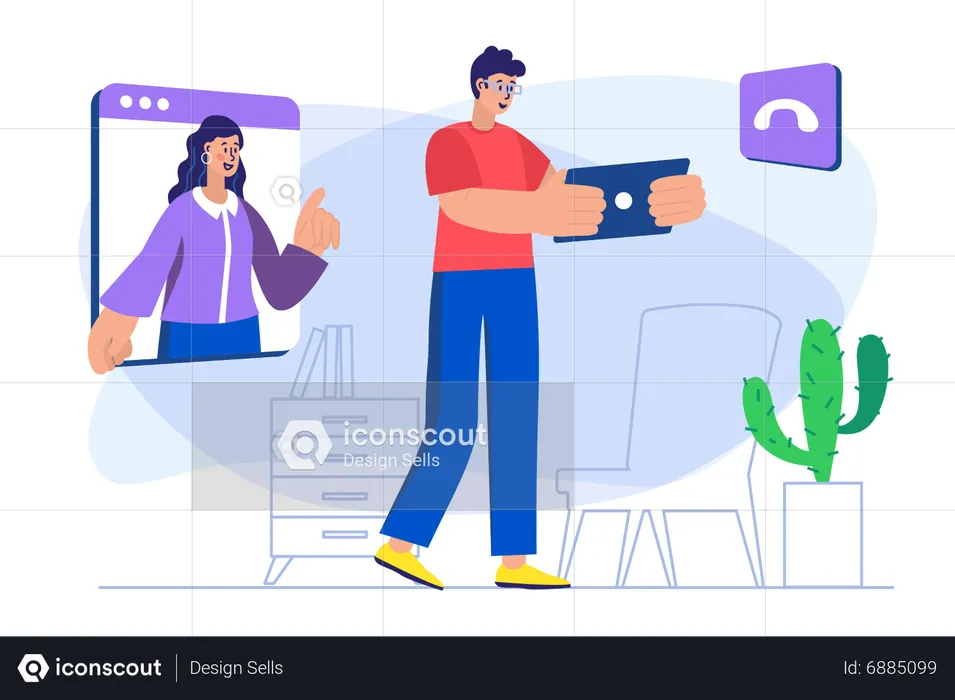 People doing video conference  Illustration