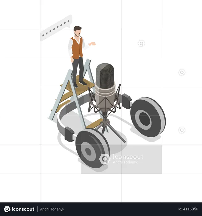 Jockey de radio faisant du podcasting  Illustration