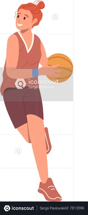 Teenager girl basketball player  Illustration
