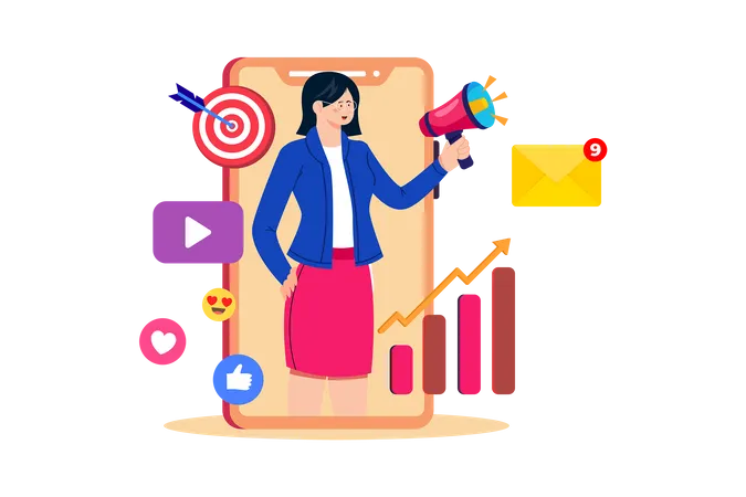 A mobile marketer develops and implements marketing strategies for mobile devices  Illustration