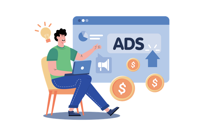 A PPC Expert Manages Online Advertising Campaigns  Illustration