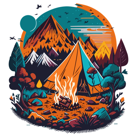 Acampar e viajar nas férias  Ilustração