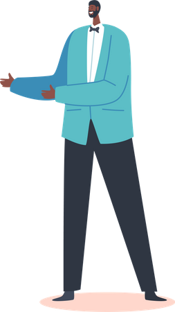 African Groom Wear Blue Blaze and Black Trousers  Illustration