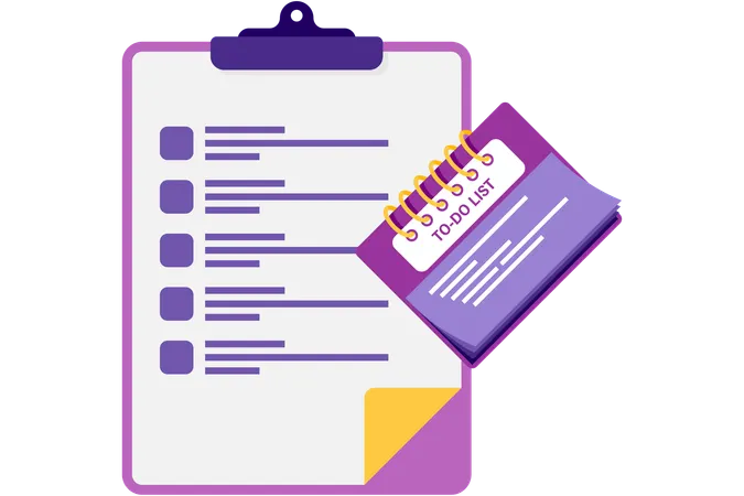 Agenda de trabajo y lista de tareas  Ilustración