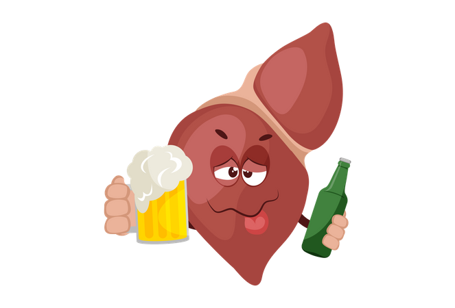 Álcool faz mal ao fígado  Ilustração