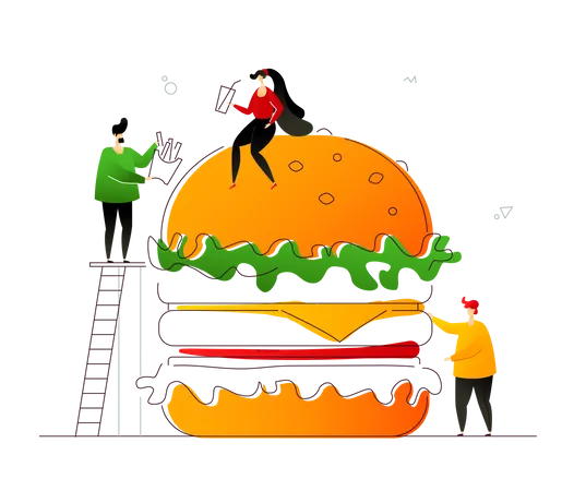 Amante de la comida rápida  Ilustración