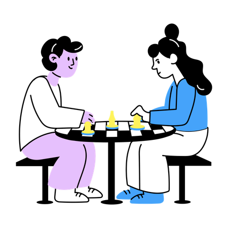 Amigos jogando xadrez  Ilustração