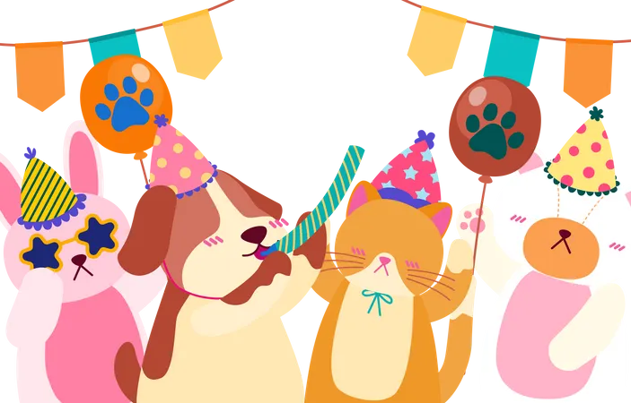 Animal doing party  Illustration