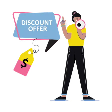 Annonçant une offre de réduction  Illustration