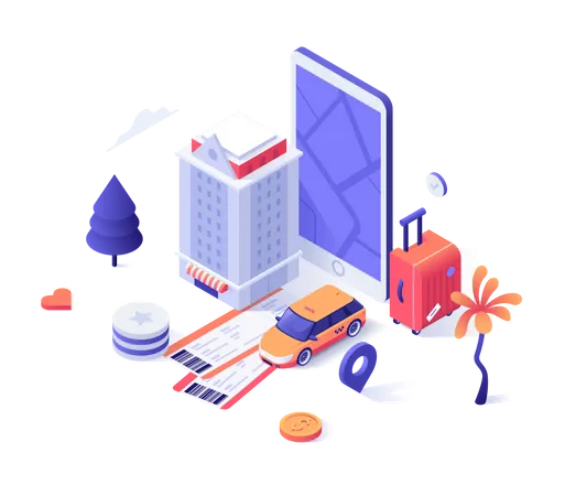 Application mobile d'aide aux touristes ou voyageurs  Illustration