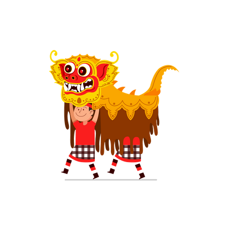 Execução da tradicional dança balinesa do espírito maligno  Ilustração