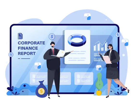 Apresentação de relatório corporativo  Ilustração
