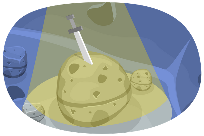 Arma e pedra medievais  Ilustração