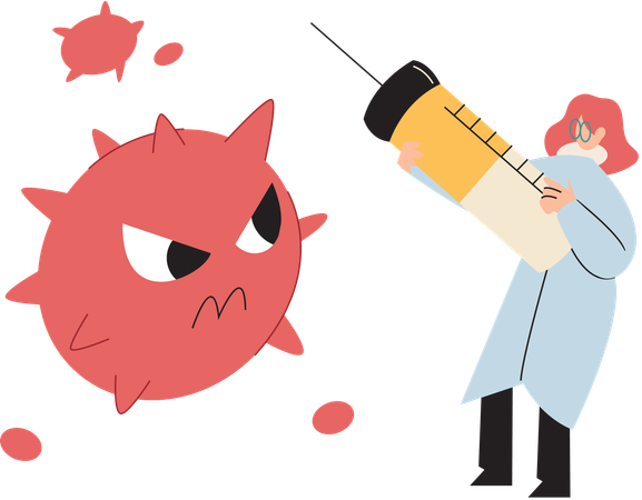 Arzt führt Antivirenmedizin durch  Illustration