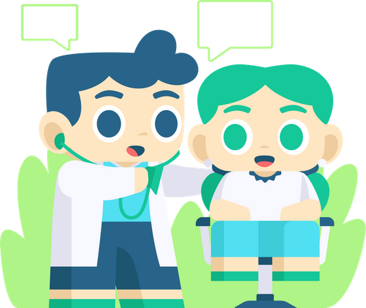 Arzt untersucht Patienten mit Stethoskop  Illustration