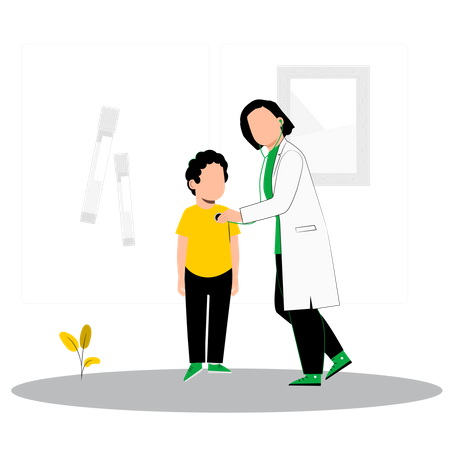 Ärztin überprüft Herzschlag mit Stethoskop  Illustration