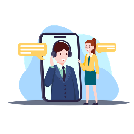 Assistência virtual para compradores online  Ilustração