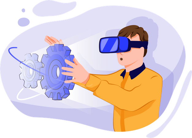 Automação avançada de gerenciamento por meio de tecnologias VR  Ilustração