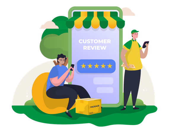 Avaliação do cliente da loja online  Ilustração