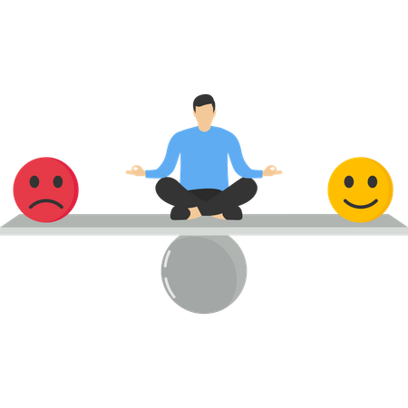 Balance feelings of emotional control between work stress and happy lifestyle  Illustration