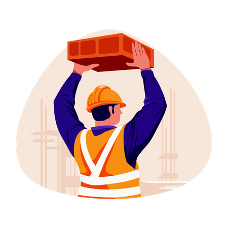 Bauarbeiter tragen Last  Illustration