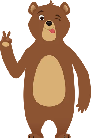 Bear showing peace sign  Illustration