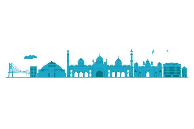 Bhopal Skyline en silhouette bleue  Illustration