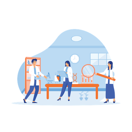 Biotechnology or biotechnology DNA research biological and chemical experiments using gene technology in laboratory  Illustration