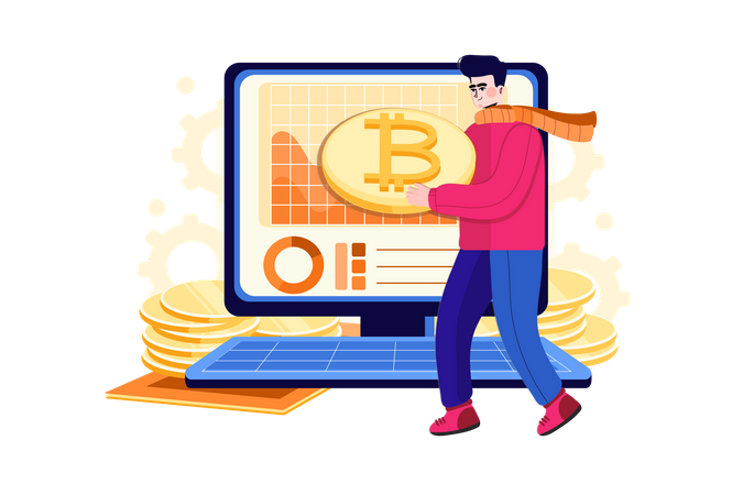 Commerçant de bitcoins  Illustration